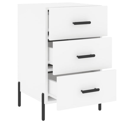 White Engineered Wood Bedside Cabinet - 40x40x66 cm