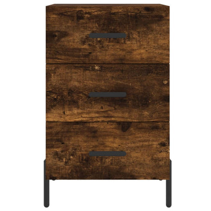 Smoked Oak Bedside Cabinet 40x40x66cm - Engineered Wood Elegance