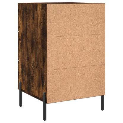 Smoked Oak Bedside Cabinet 40x40x66cm - Engineered Wood Elegance