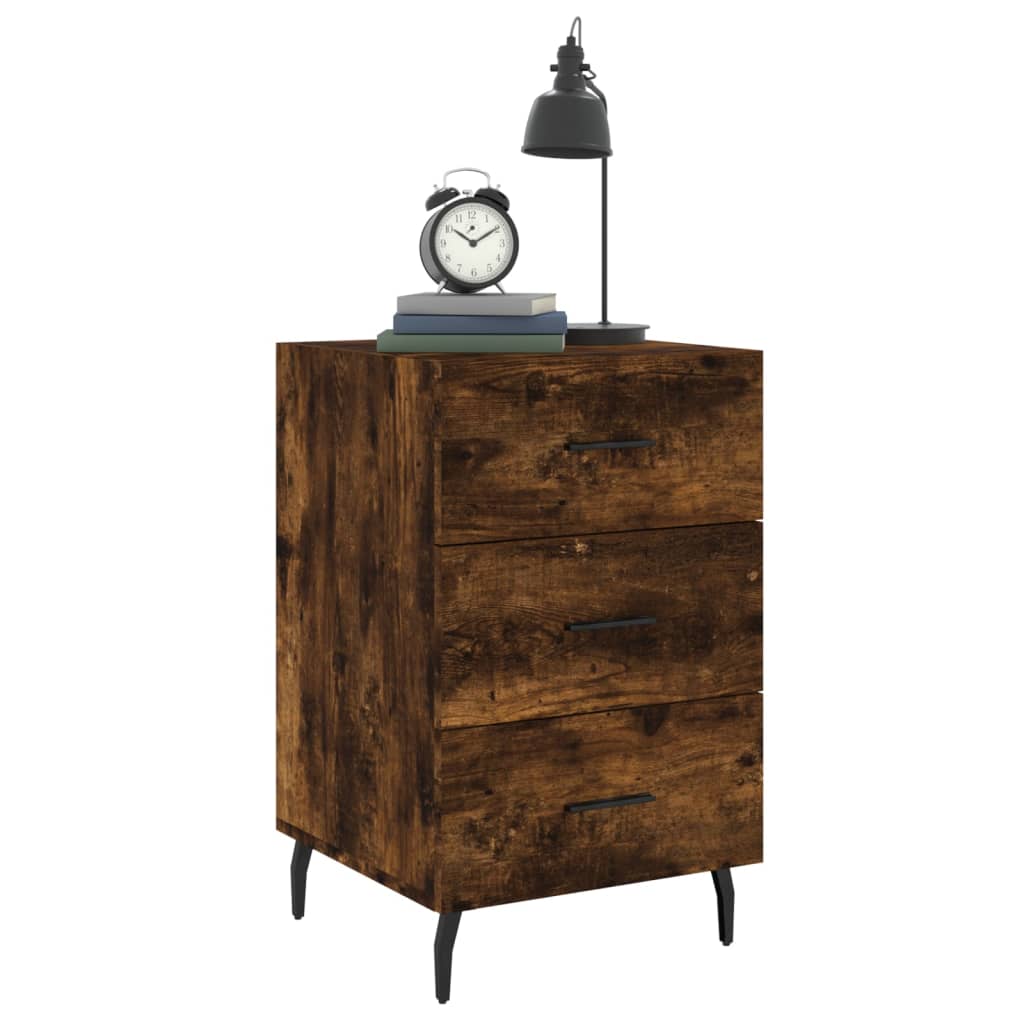 Smoked Oak Bedside Cabinet — 40x40x66 cm, Engineered Wood
