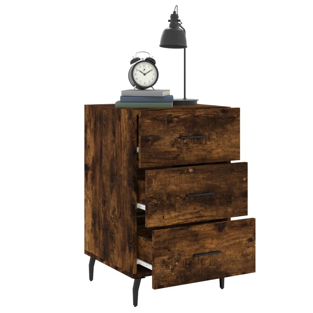 Smoked Oak Bedside Cabinet — 40x40x66 cm, Engineered Wood