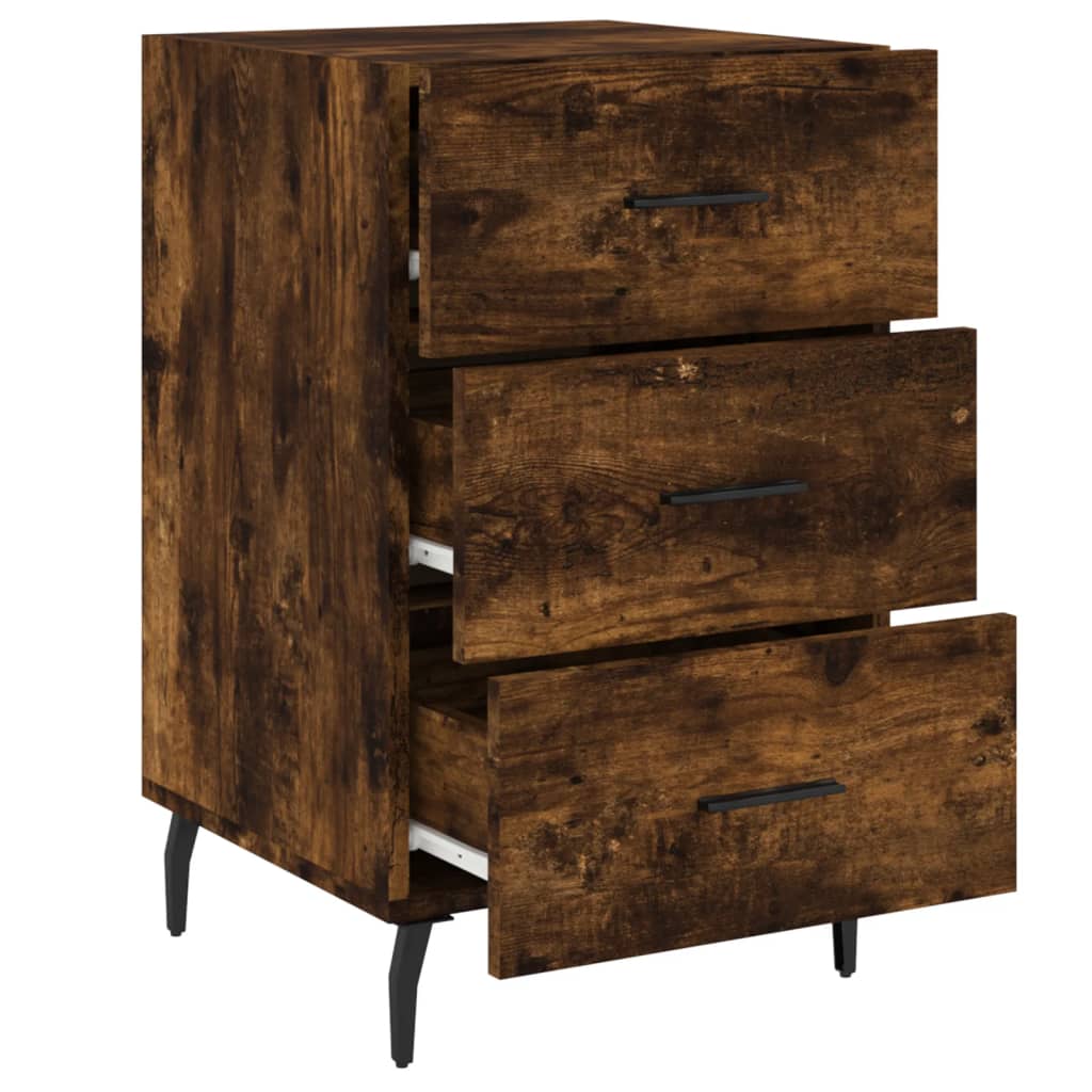 Smoked Oak Bedside Cabinet — 40x40x66 cm, Engineered Wood