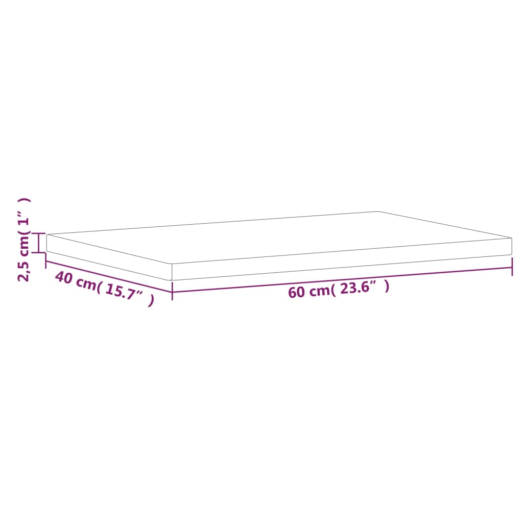 Solid Beech Table Top 60x40x2.5 cm - Rectangular and Durable