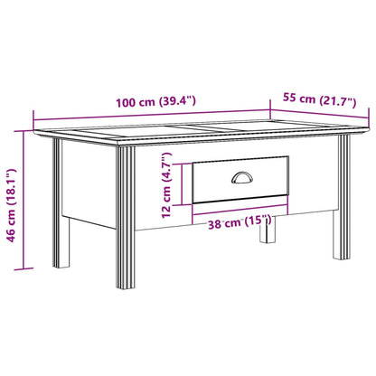 Coffee Table BODO Grey 100x55x45 cm Solid Wood Pine