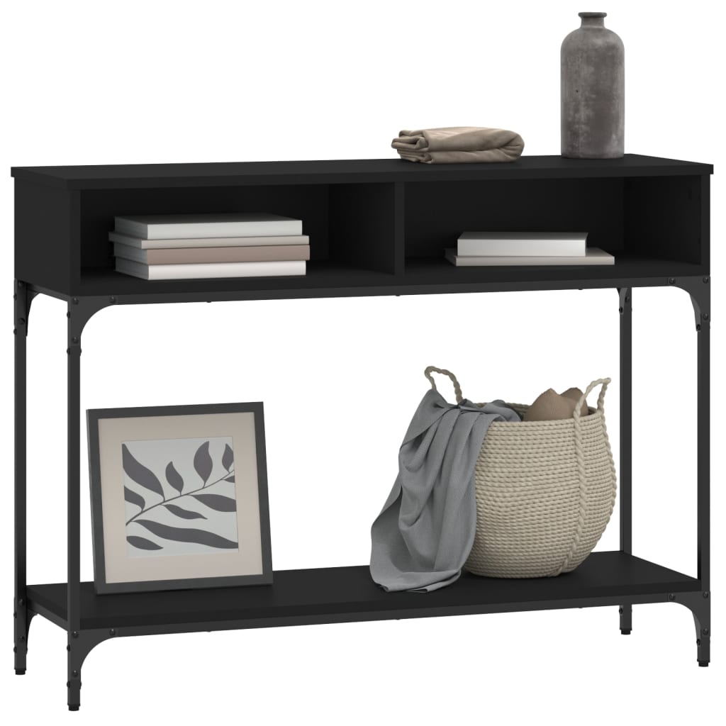 Black Engineered Wood Console Table - 100x30.5x75cm
