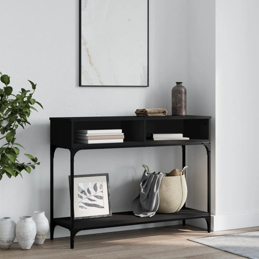 Black Engineered Wood Console Table - 100x30.5x75cm