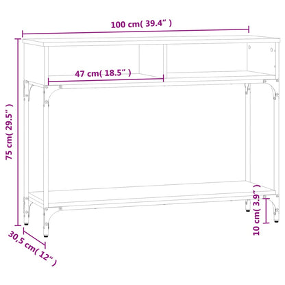 Smoked Oak Console Table - 100x30.5x75 cm Engineered Wood