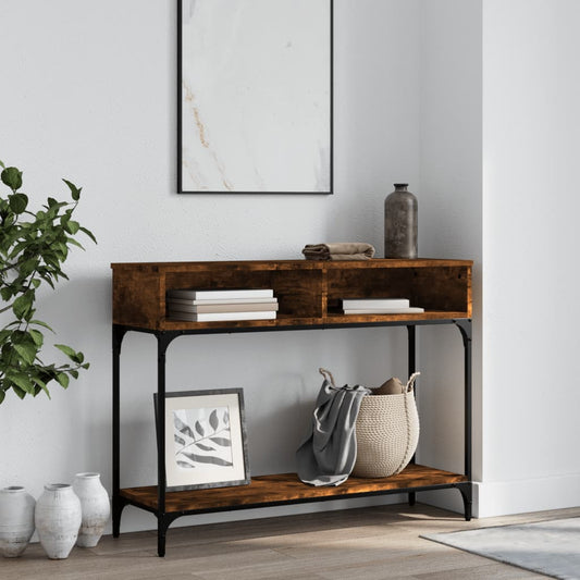 Smoked Oak Console Table - 100x30.5x75 cm Engineered Wood
