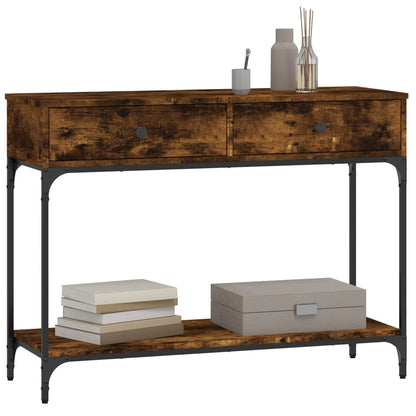 Smoked Oak Console Table - Engineered Wood, 100x34.5x75 cm
