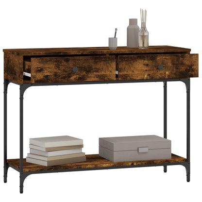 Smoked Oak Console Table - Engineered Wood, 100x34.5x75 cm