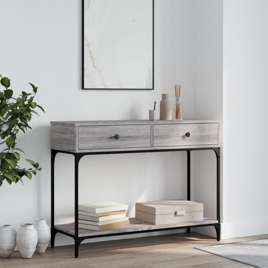 Sonoma Grey Console Table - Engineered Wood, 100x34.5x75 cm
