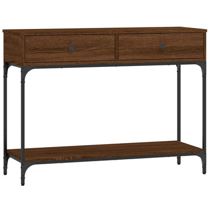 Brown Oak Console Table - Engineered Wood, 100x34.5x75 cm