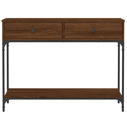 Brown Oak Console Table - Engineered Wood, 100x34.5x75 cm