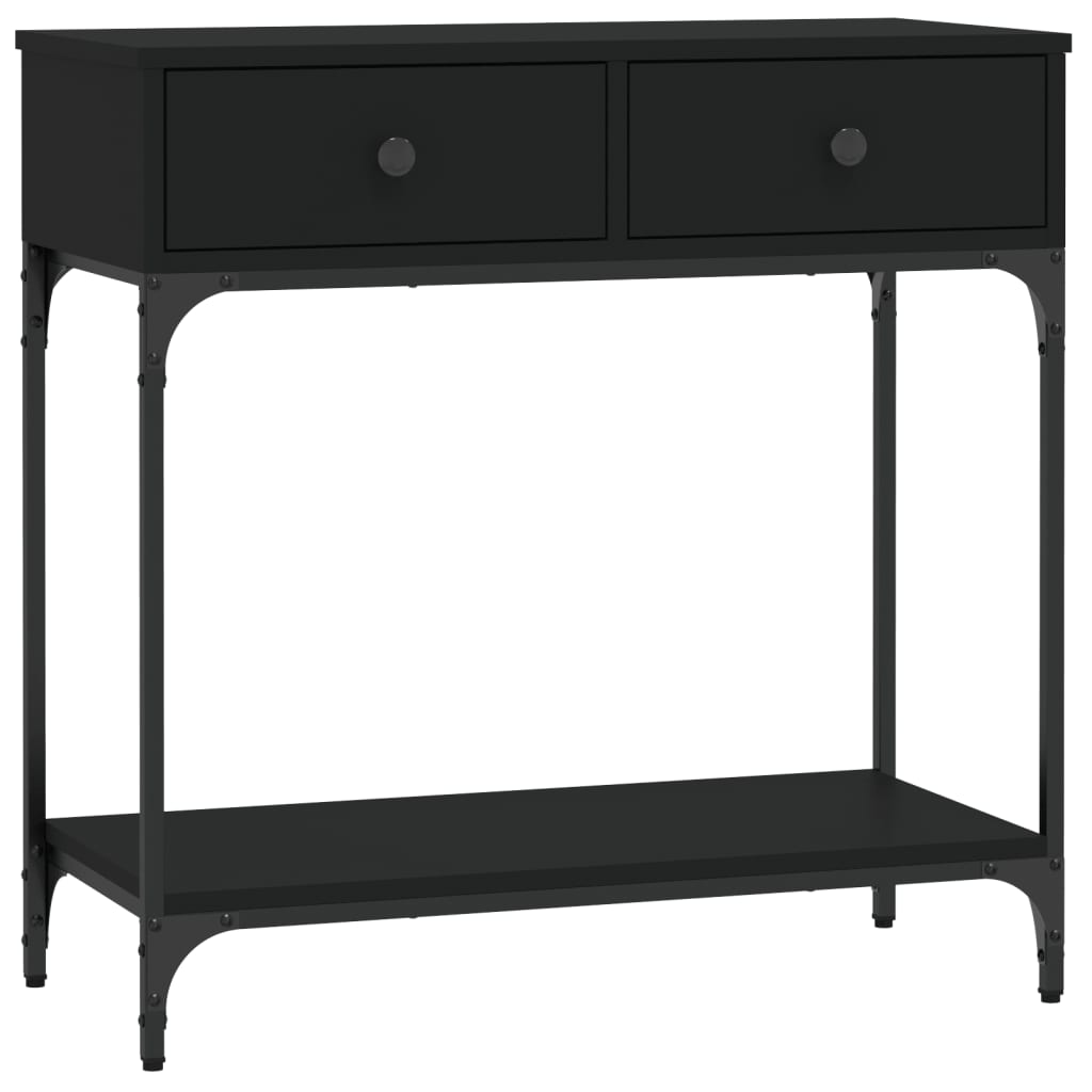 Black Engineered Wood Console Table - 75x34.5x75cm