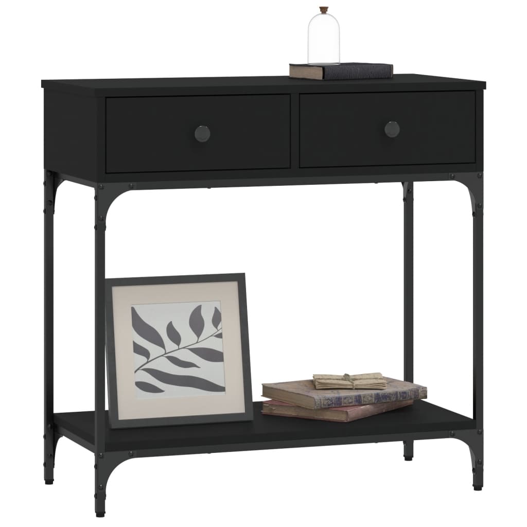 Black Engineered Wood Console Table - 75x34.5x75cm