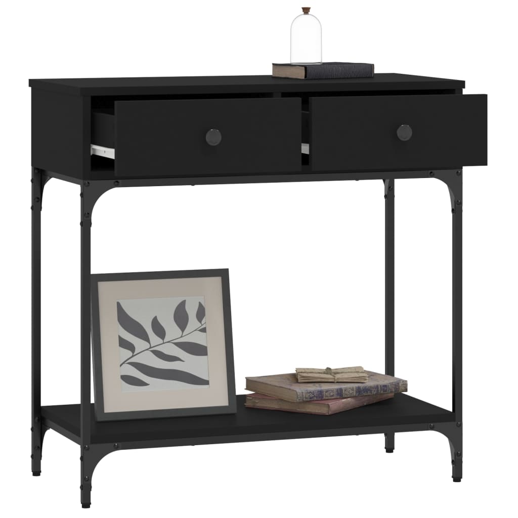 Black Engineered Wood Console Table - 75x34.5x75cm