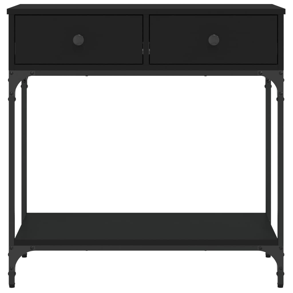 Black Engineered Wood Console Table - 75x34.5x75cm