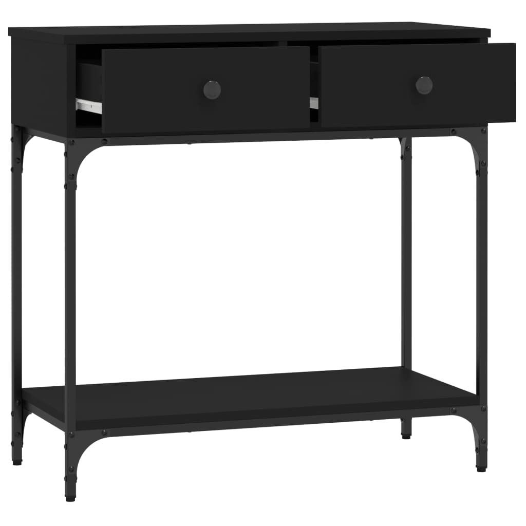 Black Engineered Wood Console Table - 75x34.5x75cm