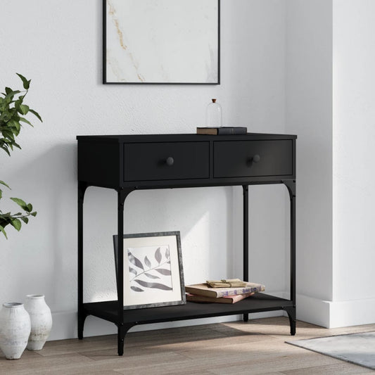 Black Engineered Wood Console Table - 75x34.5x75cm