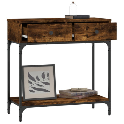 Smoked Oak Console Table 75x34.5x75 cm - Engineered Wood