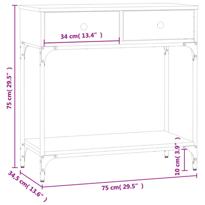 Smoked Oak Console Table 75x34.5x75 cm - Engineered Wood