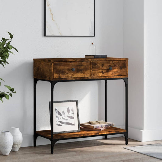 Smoked Oak Console Table 75x34.5x75 cm - Engineered Wood