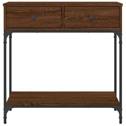 Brown Oak Console Table - 75 cm Engineered Wood