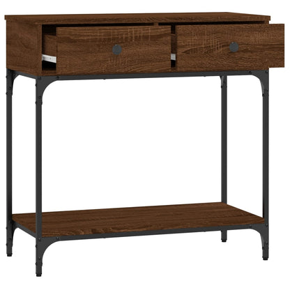 Brown Oak Console Table - 75 cm Engineered Wood