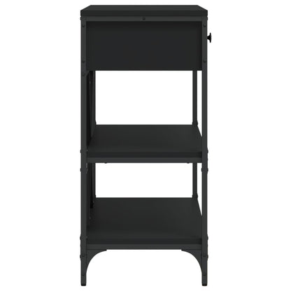 Black Engineered Wood Console Table with Drawers & Shelves