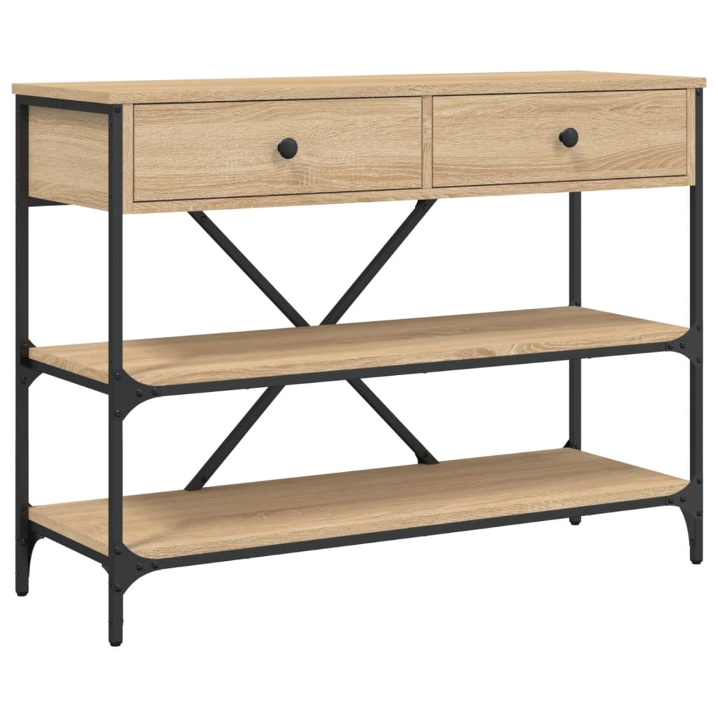 Sonoma Oak Console Table with Drawers & Shelves | Engineered Wood