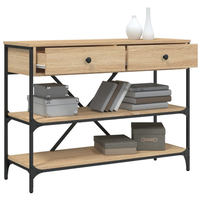 Sonoma Oak Console Table with Drawers & Shelves | Engineered Wood