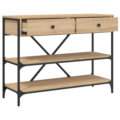 Sonoma Oak Console Table with Drawers & Shelves | Engineered Wood