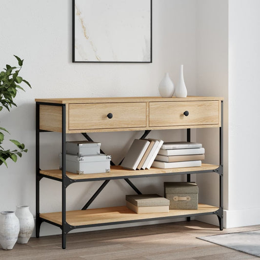 Sonoma Oak Console Table with Drawers & Shelves | Engineered Wood