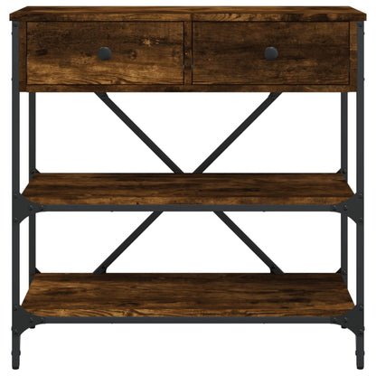 Smoked Oak Engineered Wood Console Table - 75x34.5x75 cm