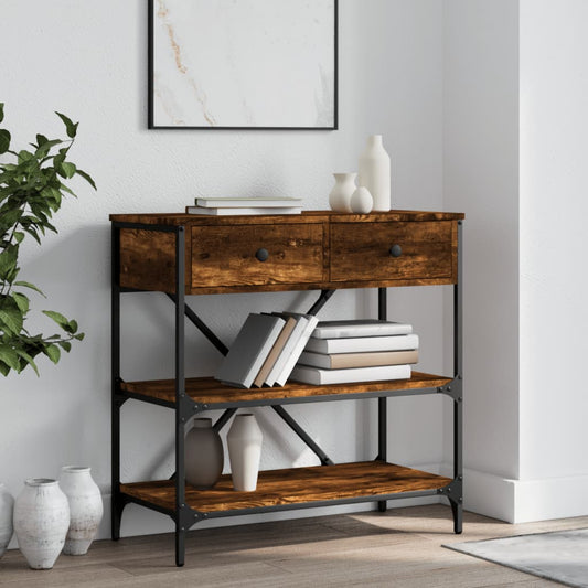 Smoked Oak Engineered Wood Console Table - 75x34.5x75 cm