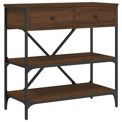 Brown Oak Console Table - Engineered Wood, 75x34.5x75 cm