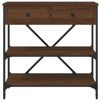 Brown Oak Console Table - Engineered Wood, 75x34.5x75 cm