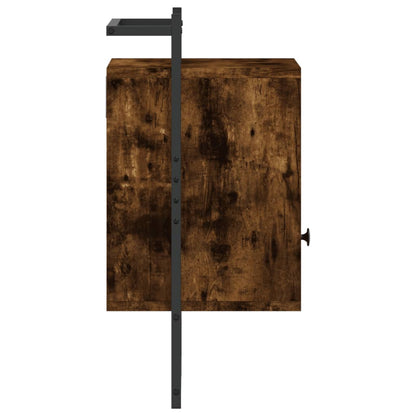 Wall-Mounted Smoked Oak Bedside Cabinets Set - 40x30x61 cm
