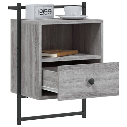 Grey Sonoma Wall-Mounted Bedside Cabinets, 2 Pcs, 40x30x61 cm