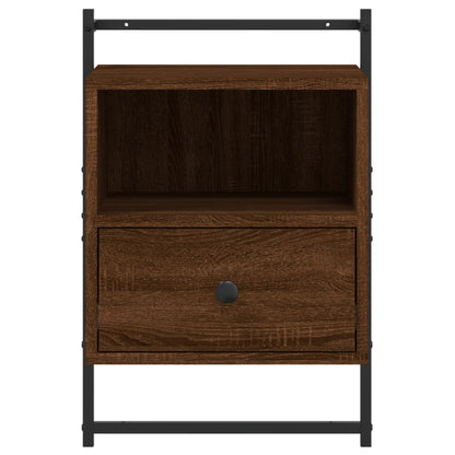 Brown Oak Wall-Mounted Bedside Cabinet 40x30x61 cm - Engineered Wood