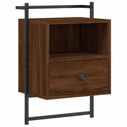 Wall-Mounted Brown Oak Bedside Cabinets Set, 40x30x61 cm, 2 Pcs