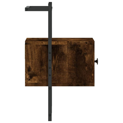 Wall-Mounted Smoked Oak Bedside Cabinet 35x30x51 cm - Engineered Wood