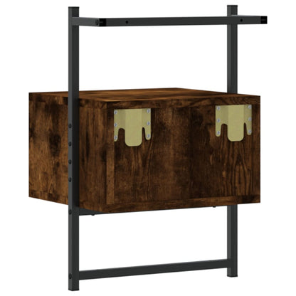 Smoked Oak Wall-Mounted Bedside Cabinets Set - 35x30x51 cm
