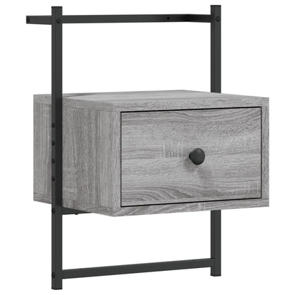 Wall-Mounted Grey Sonoma Bedside Cabinet, Engineered Wood, 35x30x51 cm