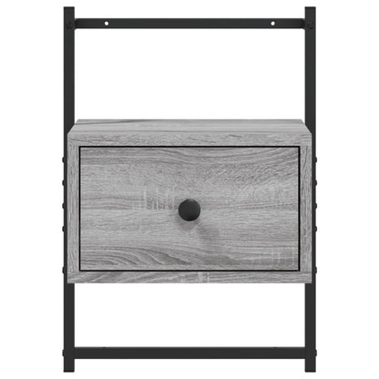 Wall-Mounted Grey Sonoma Bedside Cabinet, Engineered Wood, 35x30x51 cm