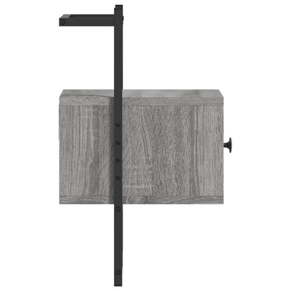 Wall-Mounted Grey Sonoma Bedside Cabinet, Engineered Wood, 35x30x51 cm