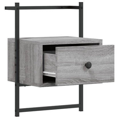 Wall-Mounted Grey Sonoma Bedside Cabinet, Engineered Wood, 35x30x51 cm