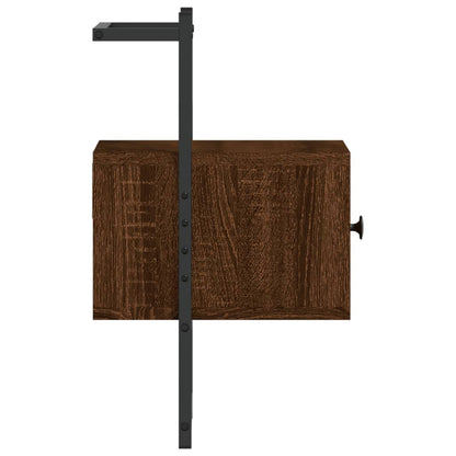 Brown Oak Wall-Mounted Bedside Cabinet, 35x30x51 cm, Engineered Wood