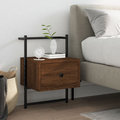 Brown Oak Wall-Mounted Bedside Cabinet, 35x30x51 cm, Engineered Wood