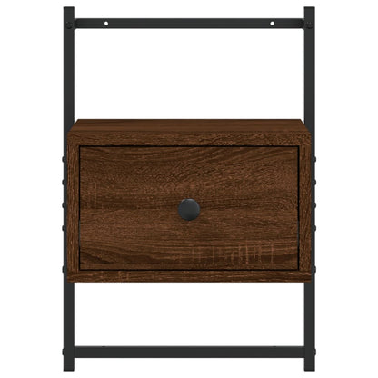 Wall-Mounted Brown Oak Bedside Cabinets 2pcs - 35x30x51 cm Wood